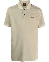 Мужская оливковая футболка-поло с принтом от BOSS