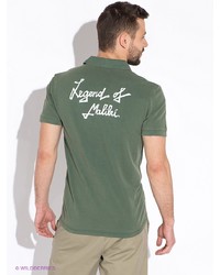 Мужская оливковая футболка-поло с принтом от GUESS