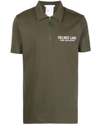 Мужская оливковая футболка-поло с принтом от Helmut Lang