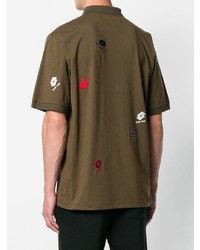 Мужская оливковая футболка-поло с принтом от Damir Doma