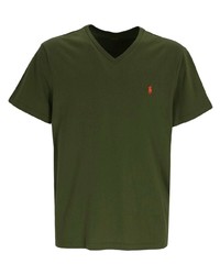 Мужская оливковая футболка с v-образным вырезом от Polo Ralph Lauren