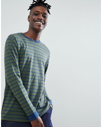 Мужская оливковая футболка с длинным рукавом с принтом от ASOS DESIGN