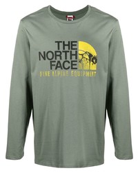 Мужская оливковая футболка с длинным рукавом с принтом от The North Face
