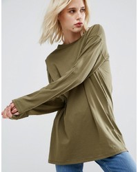 Женская оливковая футболка с длинным рукавом от Asos