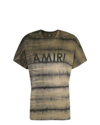 Мужская оливковая футболка с круглым вырезом в горизонтальную полоску от Amiri