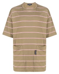 Мужская оливковая футболка с круглым вырезом в горизонтальную полоску от Comme des Garcons Homme