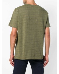 Мужская оливковая футболка с круглым вырезом в горизонтальную полоску от Ps By Paul Smith