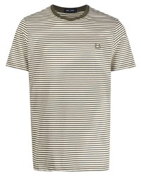 Мужская оливковая футболка с круглым вырезом в горизонтальную полоску от Fred Perry