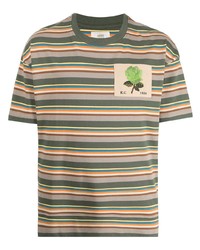 Мужская оливковая футболка с круглым вырезом в горизонтальную полоску от Kent & Curwen