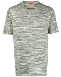 Мужская оливковая футболка с круглым вырезом в горизонтальную полоску от Missoni