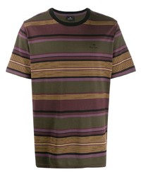 Мужская оливковая футболка с круглым вырезом в горизонтальную полоску от PS Paul Smith