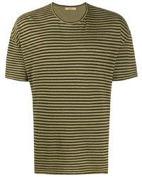 Мужская оливковая футболка с круглым вырезом в горизонтальную полоску от Roberto Collina