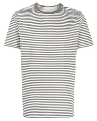 Мужская оливковая футболка с круглым вырезом в горизонтальную полоску от Sunspel