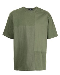 Мужская оливковая футболка с круглым вырезом в стиле пэчворк от Comme des Garcons Homme