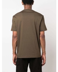 Мужская оливковая футболка с круглым вырезом с вышивкой от Versace