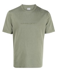 Мужская оливковая футболка с круглым вырезом с вышивкой от C.P. Company