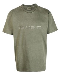 Мужская оливковая футболка с круглым вырезом с вышивкой от Carhartt WIP