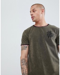 Мужская оливковая футболка с круглым вырезом с вышивкой от DFND