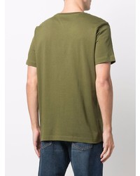 Мужская оливковая футболка с круглым вырезом с вышивкой от Tommy Hilfiger