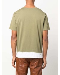 Мужская оливковая футболка с круглым вырезом с вышивкой от Nick Fouquet