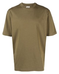 Мужская оливковая футболка с круглым вырезом с вышивкой от Heron Preston
