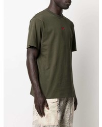 Мужская оливковая футболка с круглым вырезом с вышивкой от 424
