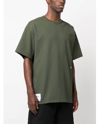 Мужская оливковая футболка с круглым вырезом с вышивкой от WTAPS