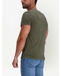 Мужская оливковая футболка с круглым вырезом с вышивкой от Polo Ralph Lauren