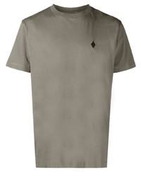 Мужская оливковая футболка с круглым вырезом с вышивкой от Marcelo Burlon County of Milan