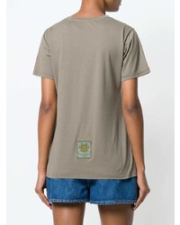 Женская оливковая футболка с круглым вырезом с вышивкой от Mr & Mrs Italy