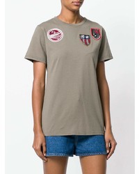Женская оливковая футболка с круглым вырезом с вышивкой от Mr & Mrs Italy