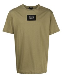 Мужская оливковая футболка с круглым вырезом с вышивкой от N°21