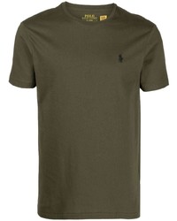 Мужская оливковая футболка с круглым вырезом с вышивкой от Polo Ralph Lauren