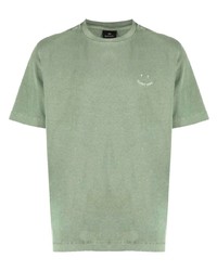 Мужская оливковая футболка с круглым вырезом с вышивкой от PS Paul Smith