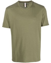 Мужская оливковая футболка с круглым вырезом с вышивкой от Sun 68