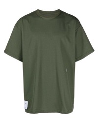 Мужская оливковая футболка с круглым вырезом с вышивкой от WTAPS