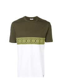 Мужская оливковая футболка с круглым вырезом с геометрическим рисунком от Versace Collection