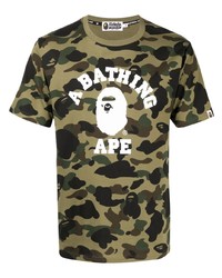 Мужская оливковая футболка с круглым вырезом с камуфляжным принтом от A Bathing Ape