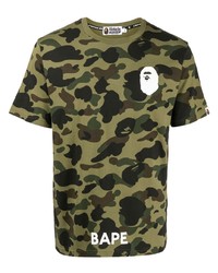 Мужская оливковая футболка с круглым вырезом с камуфляжным принтом от A Bathing Ape