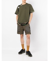 Мужская оливковая футболка с круглым вырезом с камуфляжным принтом от Izzue