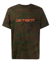 Мужская оливковая футболка с круглым вырезом с камуфляжным принтом от Carhartt WIP