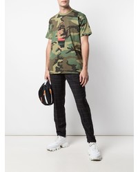 Мужская оливковая футболка с круглым вырезом с камуфляжным принтом от Supreme