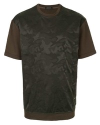 Мужская оливковая футболка с круглым вырезом с камуфляжным принтом от Loveless