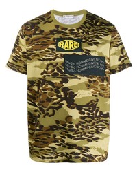 Оливковая футболка с круглым вырезом с леопардовым принтом
