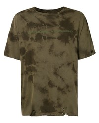 Мужская оливковая футболка с круглым вырезом с принтом тай-дай от Alchemist