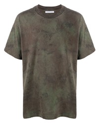 Мужская оливковая футболка с круглым вырезом с принтом тай-дай от John Elliott