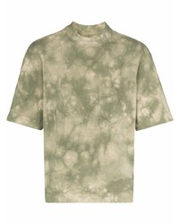 Мужская оливковая футболка с круглым вырезом с принтом тай-дай от Nicholas Daley