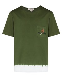 Мужская оливковая футболка с круглым вырезом с принтом тай-дай от Nick Fouquet