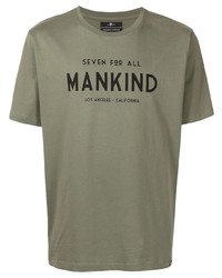 Мужская оливковая футболка с круглым вырезом с принтом от 7 For All Mankind