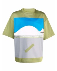 Мужская оливковая футболка с круглым вырезом с принтом от A-Cold-Wall*